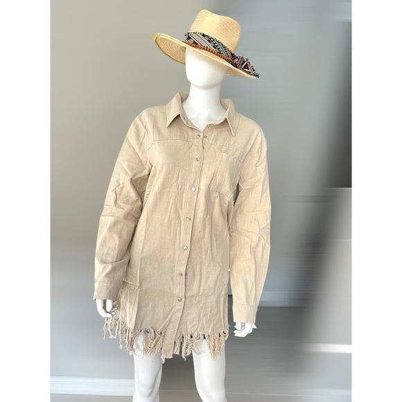 BLUE B Tassel trim linen mini dress S M L - Picture 5 of 7